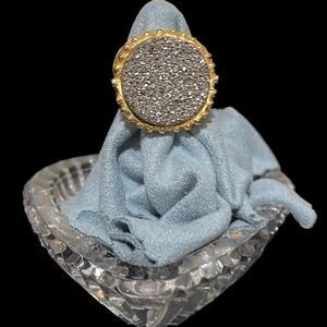 Lovely Gold, Brownish Druzy Ring SZ 7